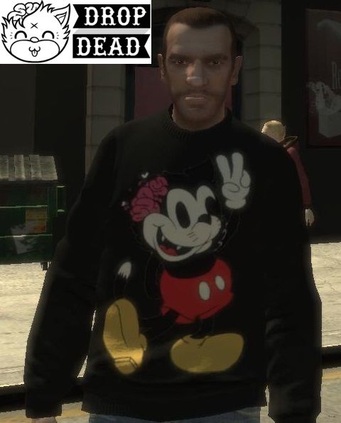 Drop dead mickey mouse sweater hot sale